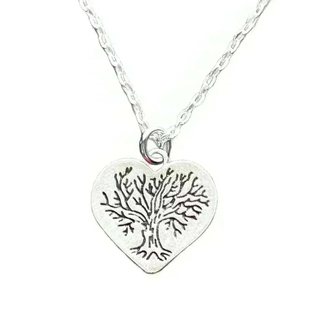 Tree of life heart necklace silver hippy jewelry for women - Picture 8 of 10